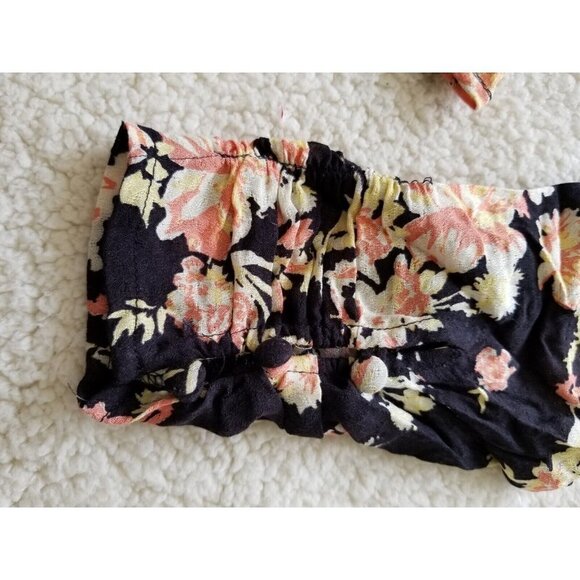 Free People Hilary Printed Crop Top in Black Combo Boho Floral Print Size XS - Picture 8 of 13